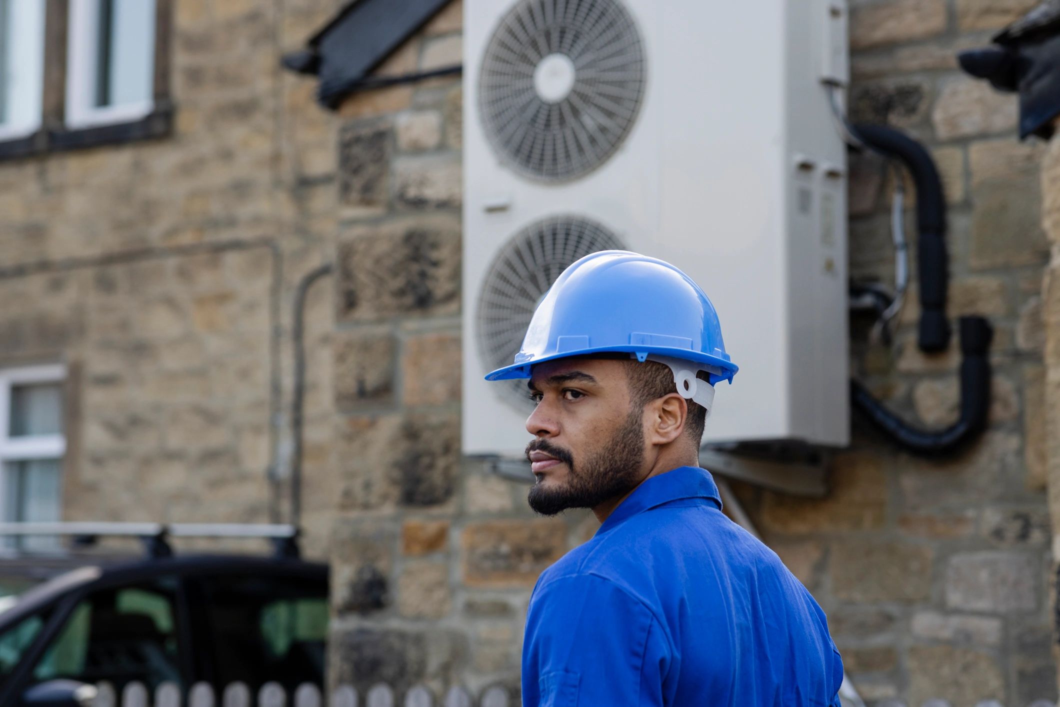 Electrical engineer on site at a property installation